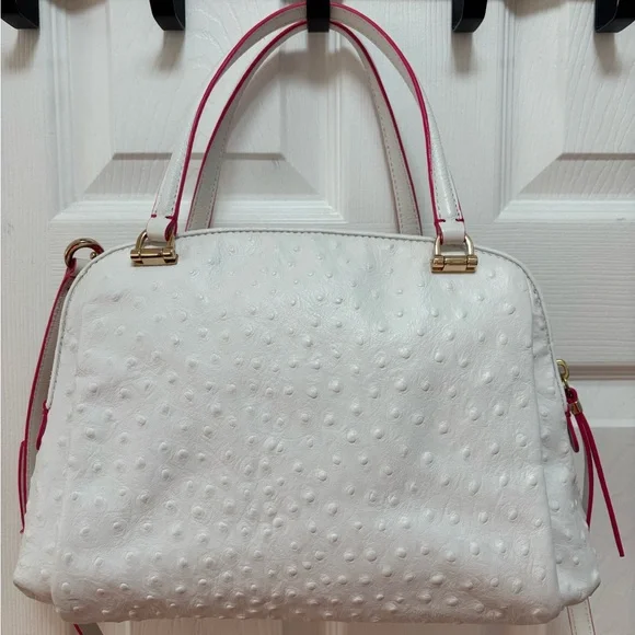 Coach A1482-30116 Madison Madeline Ostrich-Embossed White Leather Pink Trim BNOT - Picture 5 of 16
